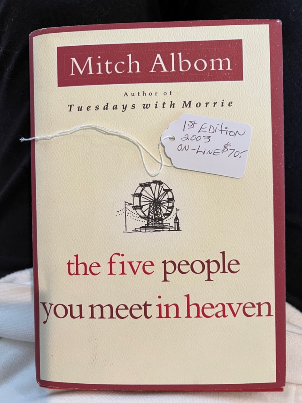 Mitch Albom "The Five People You Meet in Heaven" - Cream & Burgundy Paperback